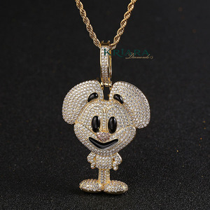 Mickey <b>Mouse</b> Pendant 925 Silver Rhodium Plated Lab Grown Diamond Cartoon Charm Unisex Hiphop Jewelry - Product Image 4