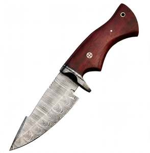 Handcrafted Industrial Grade Damascus Steel Fixed Blade Knife Deep Red Stabilized Wood Scales OEM <b>Craft</b> <b>Tool</b> Executive Display - Product Image 3