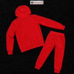 Conjunto Deportivo Rojo para Hombre con Capucha, Sudadera y Pantalones de Poliéster de Color Sólido con Cierre Completo, Estilo Casual para Otoño, Forro Polar Suave, Corte Urbano - Product Image 6