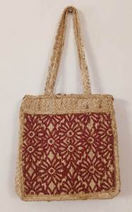 Bolso Tote de Yute Estilo Bohemio con Patrón de Letras, Cierre de Cremallera Cruzada, Bolso de Hombro Casual para Mujer, Ecológico para Viajes - Product Image 5