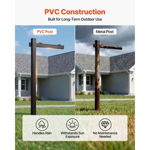 Palo per cartello da giardino per agenti immobiliari in PVC, alto 1,8 m, resistente al vento, facile da installare, contiene cartelli da 60 cm con braccio da 90 cm, lettere eleganti - Product Image 4