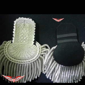 KEW French <b>Silver</b> Bullion Fringe Shoulder Boards Epaulettes Hand Embroidered Eco-Friendly Vintage Napoleonic Ceremonial <b>Jacket</b> - Product Image 1