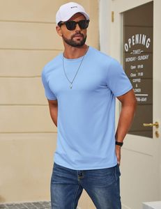 T-shirt basique pour homme en spandex/coton, coupe ample, léger, respirant, séchage rapide, écologique, manches courtes, décontracté, à porter au quotidien - Product Image 4