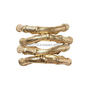 <b>Decorative</b> floral patterned <b>golden</b> metal napkin ring perfect for elaborate dinner tables during <b>anniversary</b> celebrations - Product Image 3