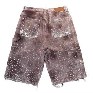 Shorts en jean amples et respirants pour hommes, style urbain tendance, taille mi-haute, avec broderie graffiti, qualité supérieure, pour l'été - Product Image 6