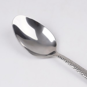 Modern Stainless Steel Spoon High Mirror Polish Rust Resistant Hammered Handle <b>Flatware</b> Set - Product Image 1