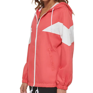 Unisex Hooded <b>Racer</b> <b>Jacket</b> Zipper Closure Sporty Color Blocking Windproof Polyester Spring Season Regular Fit - Product Image 3