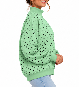 Sudadera Ecológica Transpirable de Cuello Redondo Verde Menta para Mujer, Manga Larga, Informal, con Logotipo Frontal, Otoño/Invierno - Product Image 4