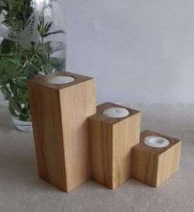 Porte-bougie en bois fait main, support de bougie rustique en bois naturel, décoration de table pour le salon et la salle à manger - Product Image 3