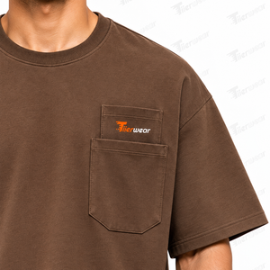 <b>Men's</b> Brown Solid Oversized Short Sleeve <b>T</b>-<b>Shirt</b> With Front Chest <b>Pocket</b> Breathable Wholesale Oversized <b>Men</b> <b>T</b> <b>shirts</b> for sale - Product Image 5