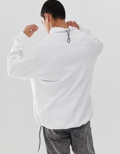 เสื้อสเวตเชิ้ตผู้ชายสีขาวแบบซิป ¼  คอตั้ง ทรงปกติ สวมใส่สบายๆ สำหรับฤดูใบไม้ร่วง - Product Image 4