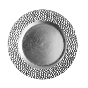 Assiettes de présentation rondes de luxe en argent martelé élégantes pour la décoration de tables de mariage, d'hôtels et de banquets - Product Image 3