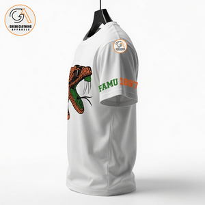 เอฟเอเอ็มยู |   เสื้อยืดคอกลมแขนสั้นสีส้มล้วนสำหรับผู้ชาย ทรงปกติ ผ้าเจอร์ซีย์คอตตอนอย่างดี รีดง่าย ไม่ยับ - Product Image 3