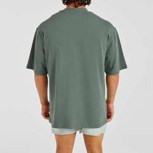 Camiseta de hombre de algodón 100% de alto gramaje, corte holgado y extragrande, con hombros caídos, estilo crop, sin estampado, 250-300 GSM, de fabricante - Product Image 4