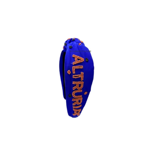 Bandeau personnalisé fait main en perles de rocaille nouées pour le jour du match, accessoire de cheveux perlé artisanal, bandeau perlé personnalisé avec lettre - Product Image 3