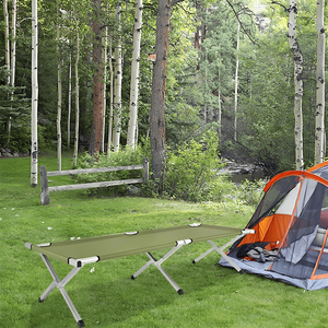 Lit de camping pliable vert armée portable avec sac de transport, mobilier de camping - Product Image 6