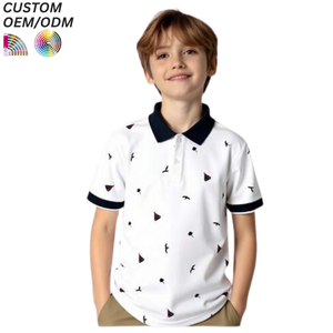 Chemises polo pour garçons en bas âge, manches courtes, tricotées en polyester/coton, rayées, décontractées, respirantes, écologiques, séchage rapide - Product Image 6