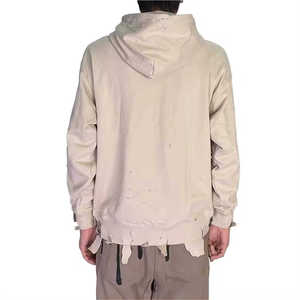 Hoodie déchiré le plus vendu pour hommes, en coton respirant avec appliques, style streetwear printanier, coupe classique - Product Image 4