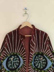 Spiritual Evil <b>Eye</b> <b>Protection</b> Handmade Velvet Suzani Jacket Reversible Eco-Friendly Winter Bohemian Artistic Outerwear Short - Product Image 2