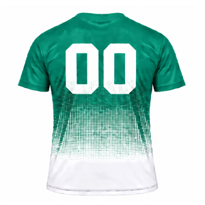 Teal Green and <b>White</b> Gradient Sublimation <b>T</b> <b>Shirt</b> Men Short Sleeve Crew Neck Custom Printed Sports Training Performance Athletic - Product Image 2
