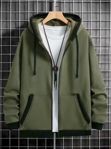 Spring and Autumn <b>Men's</b> Zipper Jacket Warm Windproof Hoodies Thickened <b>Cardigan</b> Sports <b>Long</b> Sleeve Autumn Wear Regular Fit - Product Image 4