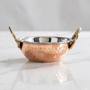 Olla Kadai de Latón Grueso con Asas de Hierro, Wok de Latón Hecho a Mano, Utensilios de Cocina Tradicionales Indios para Decoración del Hogar y Restaurantes - Product Image 3