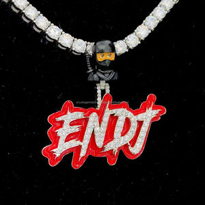 2025 nouveau rappeur bijoux pendentif personnalisé VVS Moissanite avec émail rouge 925 argent Hip Hop lettre diamant pierre principale - Product Image 5