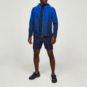 Custom Made Lightweight <b>Hooded</b> Windbreaker Shorts Set Mens 100% Cotton Two Piece <b>Zip</b> Sportswear Casual Travel Outfit Winter - Product Image 3