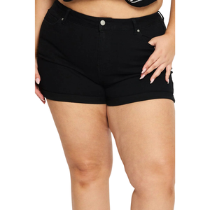 Wholesale Customizable Plus Size Women's Denim <b>Shorts</b> Mid Waist Casual Breathable Summer Washed Free Sample Best Quality - Product Image 1