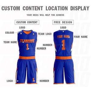Camiseta de Baloncesto Personalizada al por Mayor para Hombre, Ropa Deportiva Azul y Naranja sin Mangas, Camiseta de Baloncesto de Alta Calidad - Product Image 2