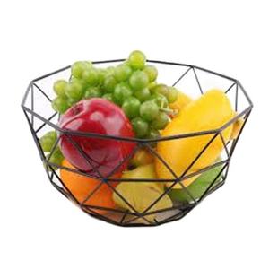 Panier de rangement pour fruits et légumes de cuisine moderne en fer enduit noir écologique et durable à tissage ouvert - Product Image 1
