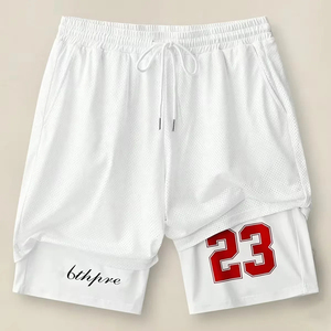 <b>Men's</b> <b>White</b> Breathable Canvas Bermuda <b>Shorts</b> Elastic Waist Casual Sport Style Polyester/Cotton Mid Length Solid Pattern Pockets - Product Image 3
