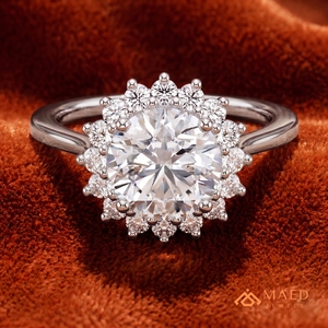 Anillo de Moissanita con Corte Redondo, Anillo de Plata para Mujer, Anillo de Compromiso con Halo, Regalo de Boda, Joyería de Moda, Elegante, el Mejor Estilo, Anillo Fino - Product Image 3