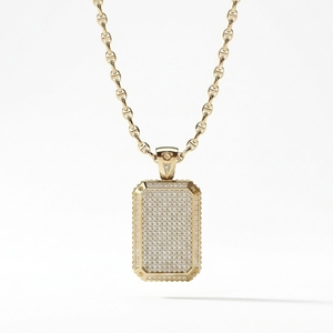 RAAMAA Pendentif Unisexe Personnalisé avec Diamant Taillé Brillant Pavé et Encastrement Plaqué Or 18K, Diamant de Laboratoire, Style Hiphop pour Fête - Product Image 1