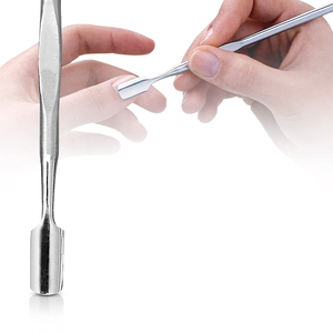 Pousse-cuticules professionnel en acier inoxydable poli miroir, double usage, à tête plate, pour manucure - Product Image 6
