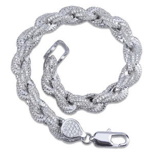 La Mejor Pulsera de Cadena de Cuerda con Moissanita Redonda Iced Out para Hombre, Colección de Joyería de Lujo VVS Oro Estilo Hip Hop - Product Image 5