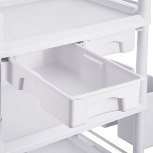 Carrello Portaoggetti da Laboratorio a 3 Ripiani con 4 Ruote Silenziose, Carrello Mobile in Materiale PP con 3 Vassoi - Product Image 3