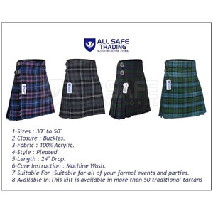 Venta al por mayor para hombre tradicional tartán falda escocesa hecha a mano ocho yardas pliegues dobladillo reforzado hebillas de cuero ajustables para festivales - Product Image 4