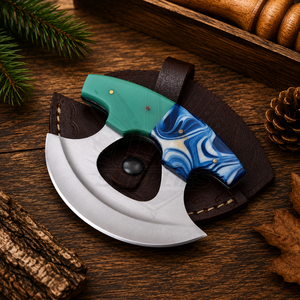 Stainless Steel Ulu Chef <b>Knife</b> Industrial Style High-Polish Finish Multi-Purpose Traditional Alaskan Chopping Cutting Rosewood - Product Image 1