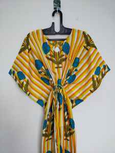 Robe kaftan bohème en coton indien faite à la main, confortable, idéale pour la plage - Product Image 2