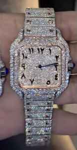 Reloj Personalizado con Incrustaciones de Diamantes para Hombre, Estilo Hip Hop con Números Arábigos y Moissanita - Product Image 2