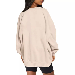 Sweat-shirt décontracté pour femme, coupe ample, col ras du cou côtelé, doublé, écologique, respirant, séchage rapide, streetwear d'hiver, devant - Product Image 3