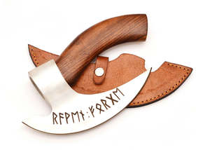Hache à pizza personnalisée en acier à haute teneur en carbone, style Viking, faite à la main, avec manche en bois de rose, hache de chasse, tomahawk, qualité industrielle, housse en cuir - Product Image 3
