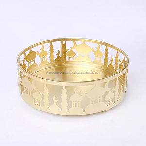 Meilleure qualité personnalisé arabe Ramadan luxe or métal fer plaques plateaux ensemble rectangulaire hôtel fête de mariage plateau de service - Product Image 1