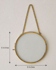 Handmade Round Golden Home Decor Glass & Metal Hanging Picture <b>Frame</b> for <b>Wall</b> Decor with 2 Sides Glass 6x6 Inches Glass <b>Frame</b> - Product Image 2