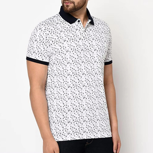 Chemise classique pour homme, coupe ajustée, en jersey de coton uni, avec col et poignets contrastants bleu marine, manches courtes, pour un usage quotidien décontracté - Product Image 1