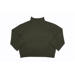 ODM OEM Jersey de moda para mujer con cuello alto Manga larga Fino Holgado de punto Logotipo frontal de colocación para la temporada de otoño - Product Image 3