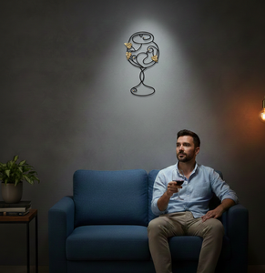 Arte de Pared de Hierro Forjado Artesanal con Diseño Floral de Copa de Vino Art Deco, Personalizable, Elegante, con Recubrimiento de Polvo Negro - Product Image 6