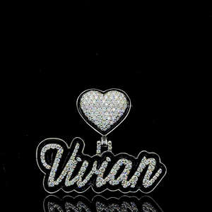 Joyería personalizada de fábrica Esmalte negro D VVS Moissanite Diamante 925 Colgante de letra sólida de plata Colgante helado - Product Image 3