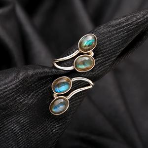 Women's 925 <b>Sterling</b> <b>Silver</b> <b>Adjustable</b> <b>Ring</b> Natural Labradorite Gemstone New Design Open <b>Ring</b> Bezel Setting Wholesale Jewelry - Product Image 4